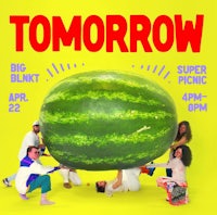 a poster for tomorrow with people holding a watermelon