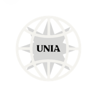 the unia logo on a black background